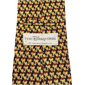 Vintage Disney Store Winnie the Pooh All-Over Print Silk Tie Navy 1990s Classic